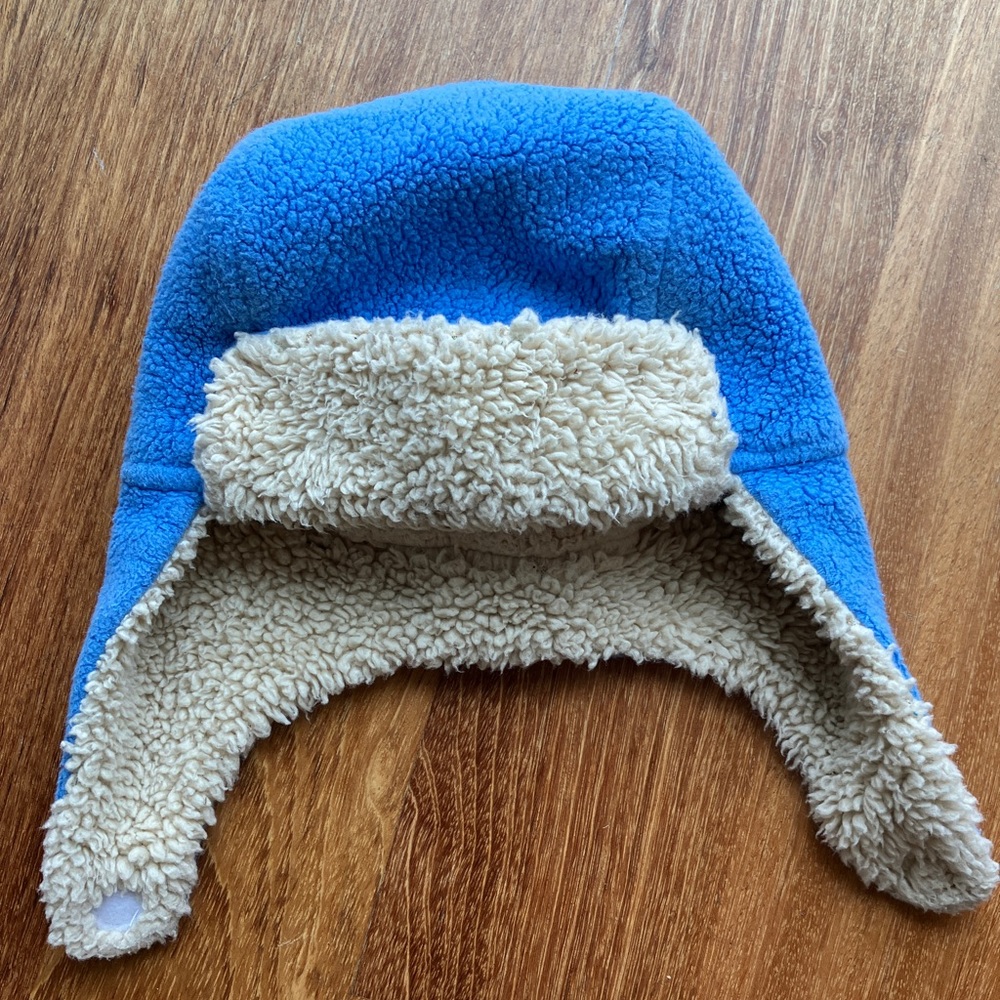 Zutano trapper winter hat beanie 18M fuzzy fleece lined, blue